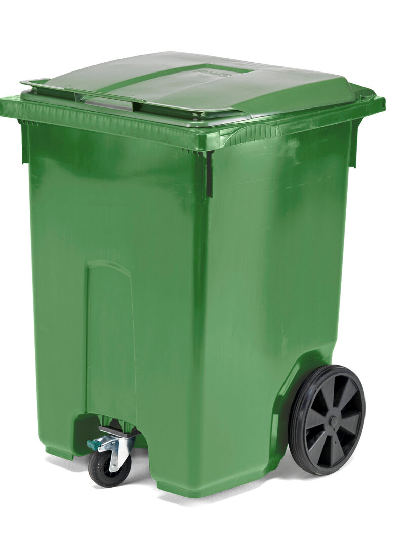 Kontener na odpady CLASSIC, na kołach z hamulcem, 370 L, zielony