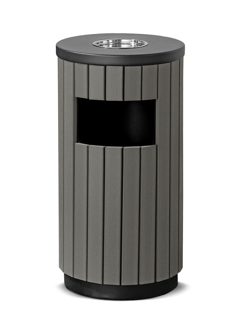 Pojemnik na odpady MURRAY, z popielnicą, Ø 320x490 mm, 33 L, szary