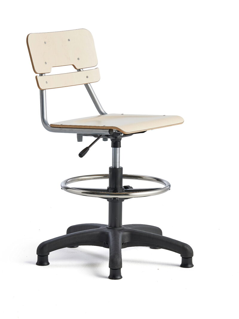 Krzesło LEGERE z regulacją wysokości, mniejsze siedzisko, na ślizgaczach, 500-690 mm, brzoza
