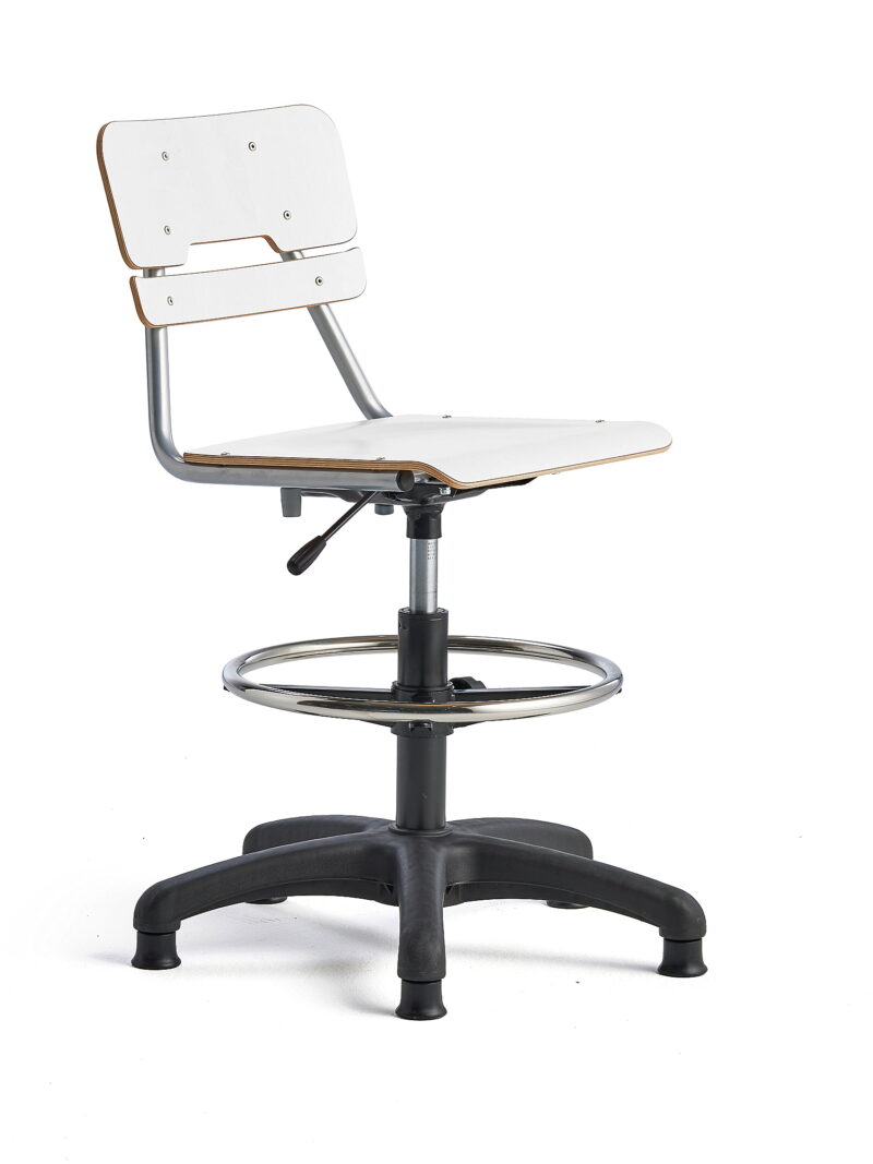 Krzesło LEGERE z regulacją wysokości, mniejsze siedzisko, na ślizgaczach, 500-690 mm, biały