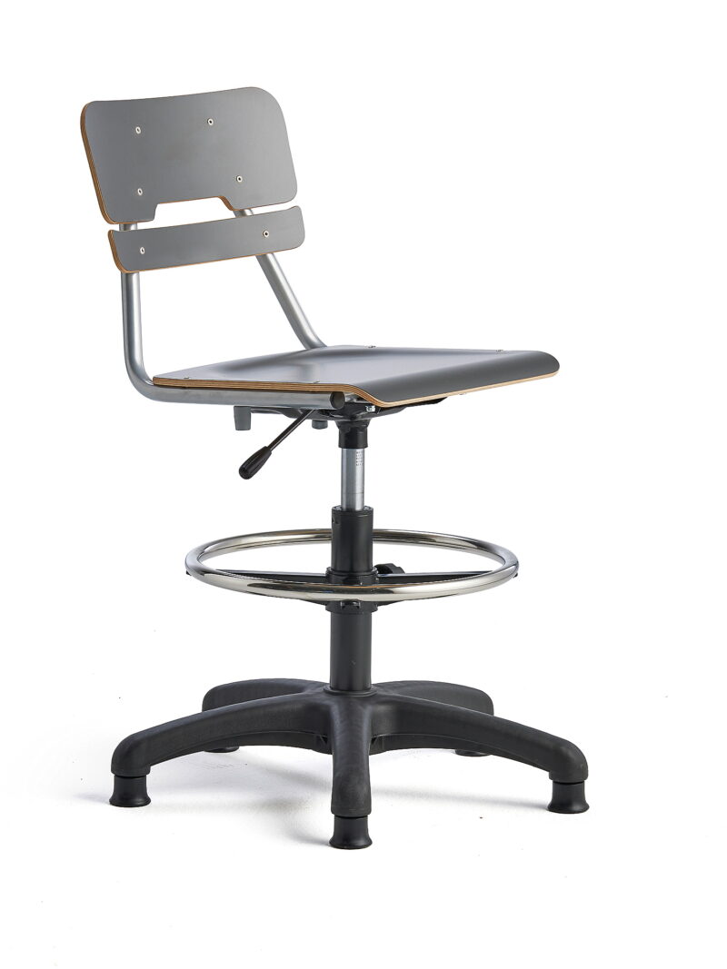 Krzesło LEGERE z regulacją wysokości, mniejsze siedzisko, na ślizgaczach, 500-690 mm, antracyt