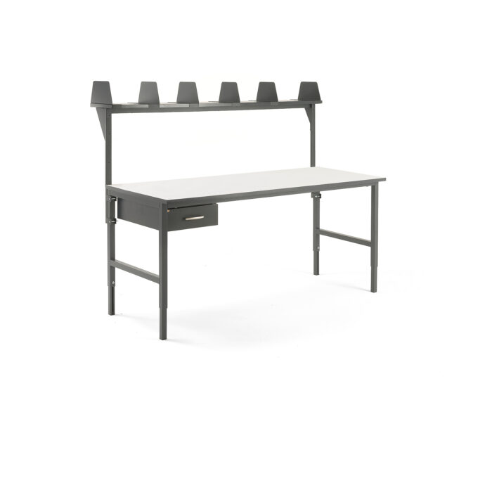 Stół roboczy CARGO, 2000x750 mm, szuflada, nadstawka