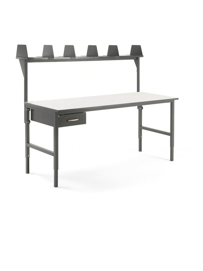 Stół roboczy CARGO, 2000x750 mm, szuflada, nadstawka
