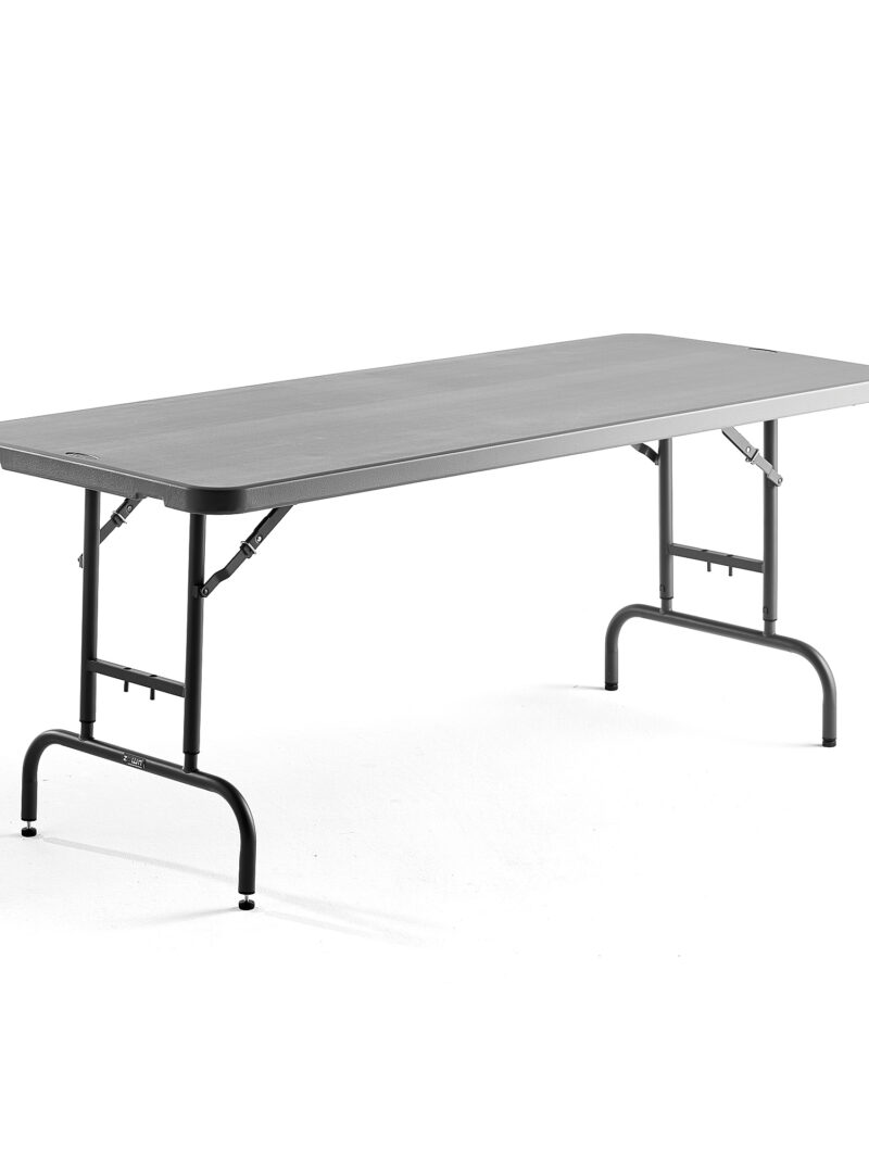 Składany stół z regulacją wysokości ROSIE, 1830x760 mm, ciemnoszary