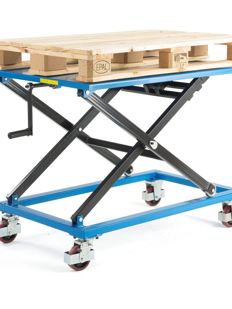 Ręczny stół podnoszący BLAZE, na kółkach, 350 kg, 1200x800x450 mm