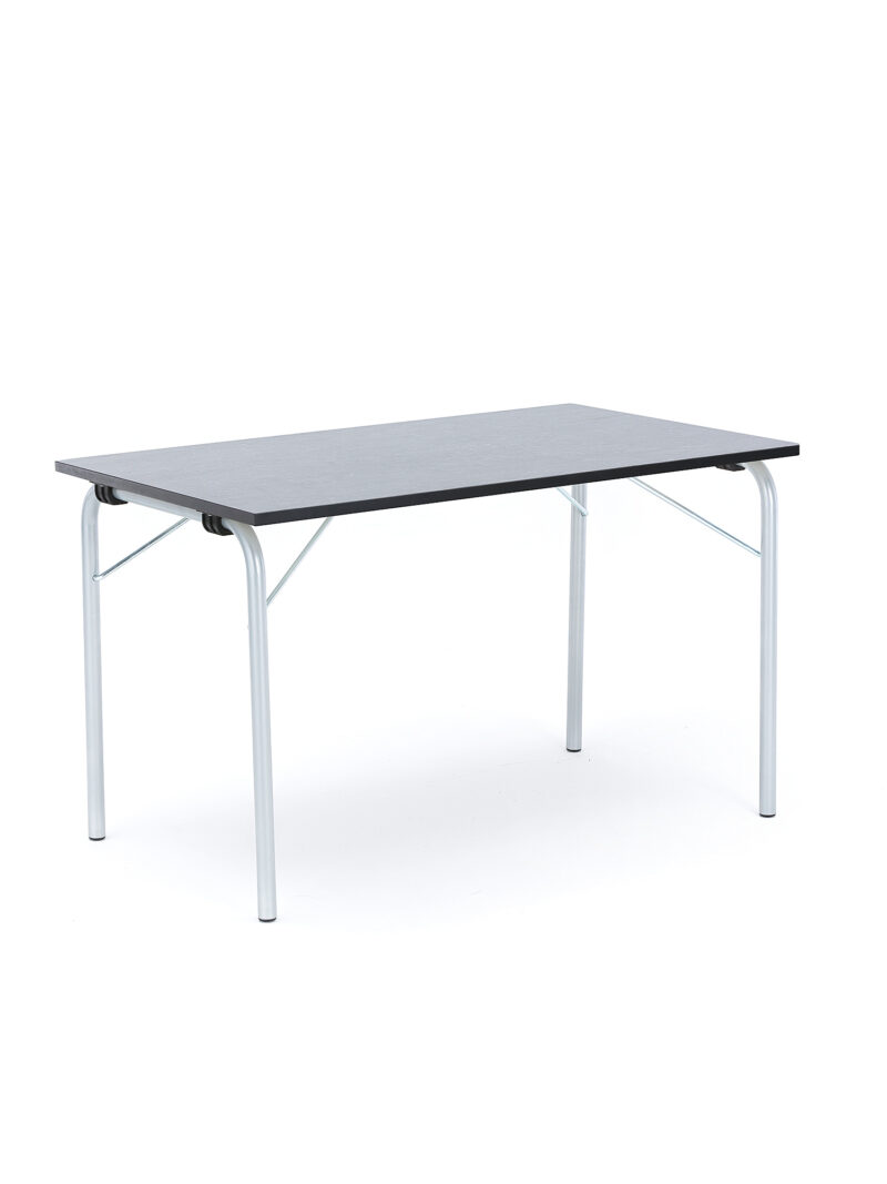 Stół składany NICKE, 1200x700x720 mm, linoleum ciemnoszary, galwanizowany