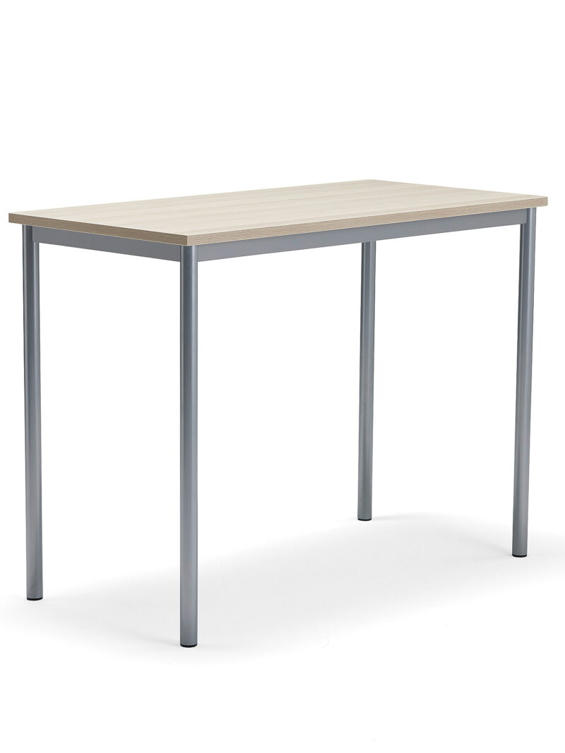 Biurko BORÅS PLUS, 1200x600x900 mm, popielaty laminat, szary aluminium