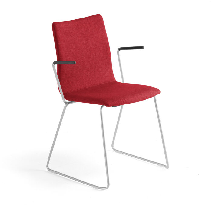 Krzesło konferencyjne OTTAWA, podłokietniki, czerwony, szary
