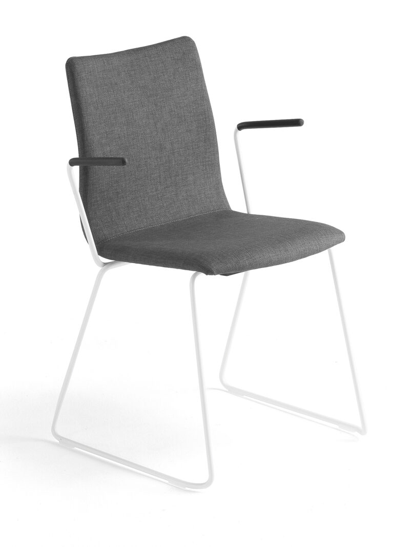 Krzesło konferencyjne OTTAWA, podłokietniki, szary, biały