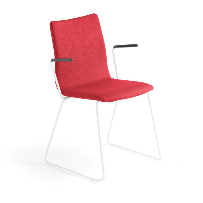 Krzesło konferencyjne OTTAWA, podłokietniki, czerwony, biały