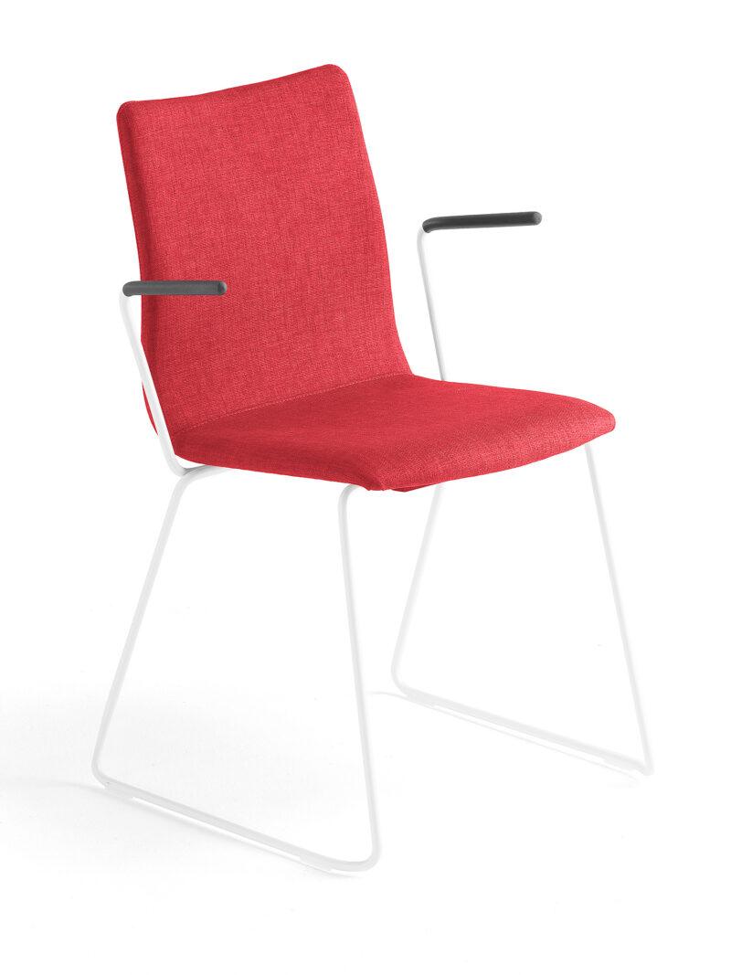Krzesło konferencyjne OTTAWA, podłokietniki, czerwony, biały
