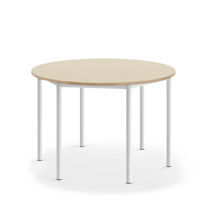 Stół BORÅS, okrągły, Ø1200x760 mm, brzoza laminat, biały