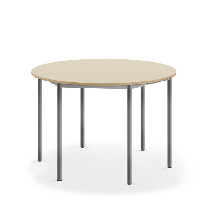 Stół BORÅS, okrągły, Ø1200x760 mm, brzoza laminat, szary aluminium