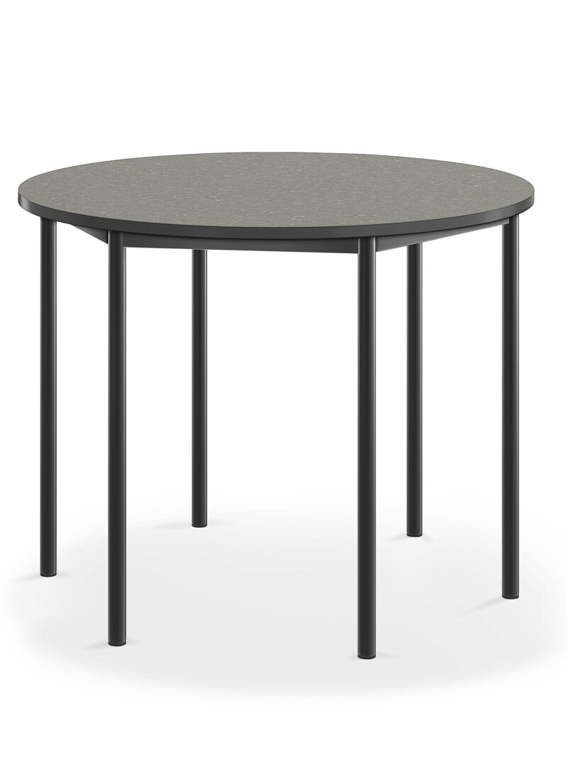 Stół SONITUS, okrągły, Ø1200x900 mm, ciemnoszare linoleum, antracyt