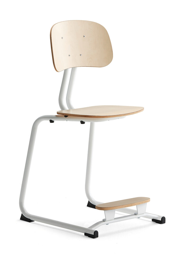 Krzesło szkolne YNGVE, płozy, biały, brzoza, 500 mm