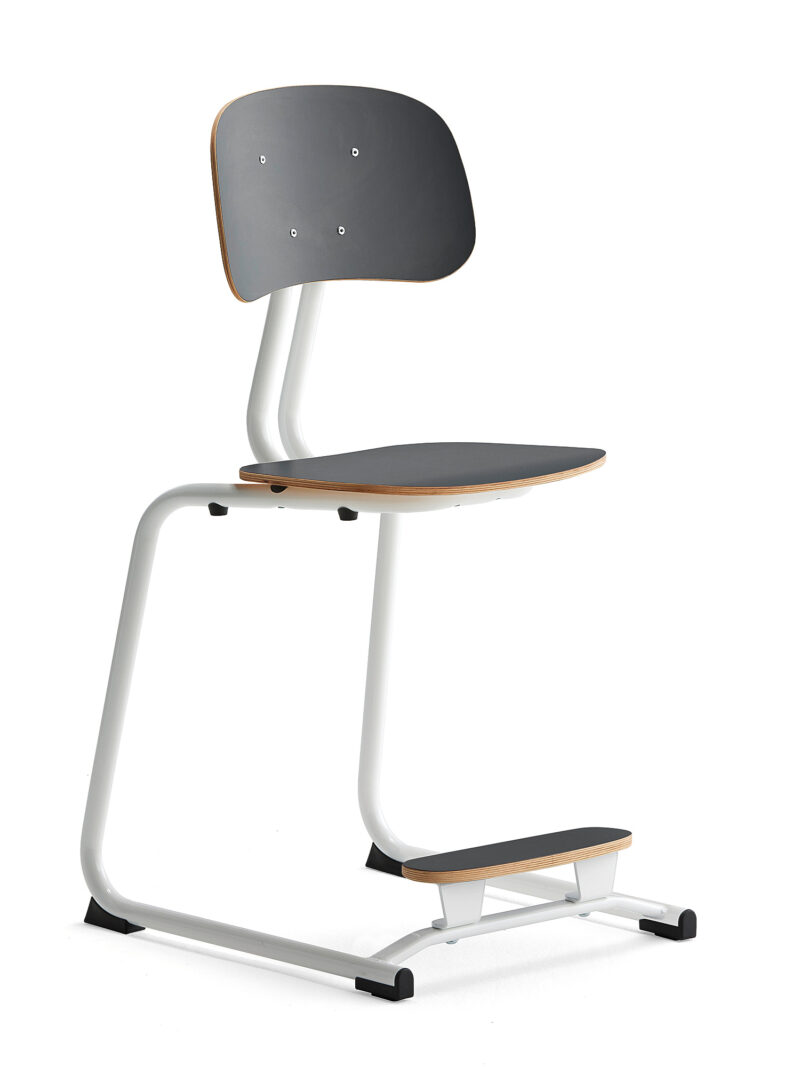 Krzesło szkolne YNGVE, płozy, biały, antracyt, H 500 mm