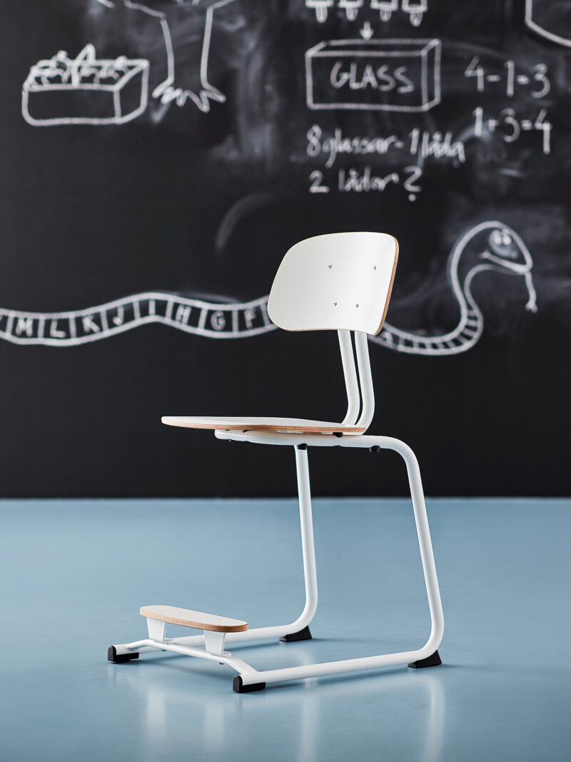 Krzesło szkolne YNGVE, płozy, biały, biały, 500 mm