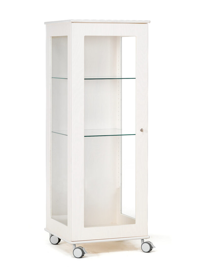 Mobilna witryna EXPO, 2 półki, 660x600x1250 mm, biały