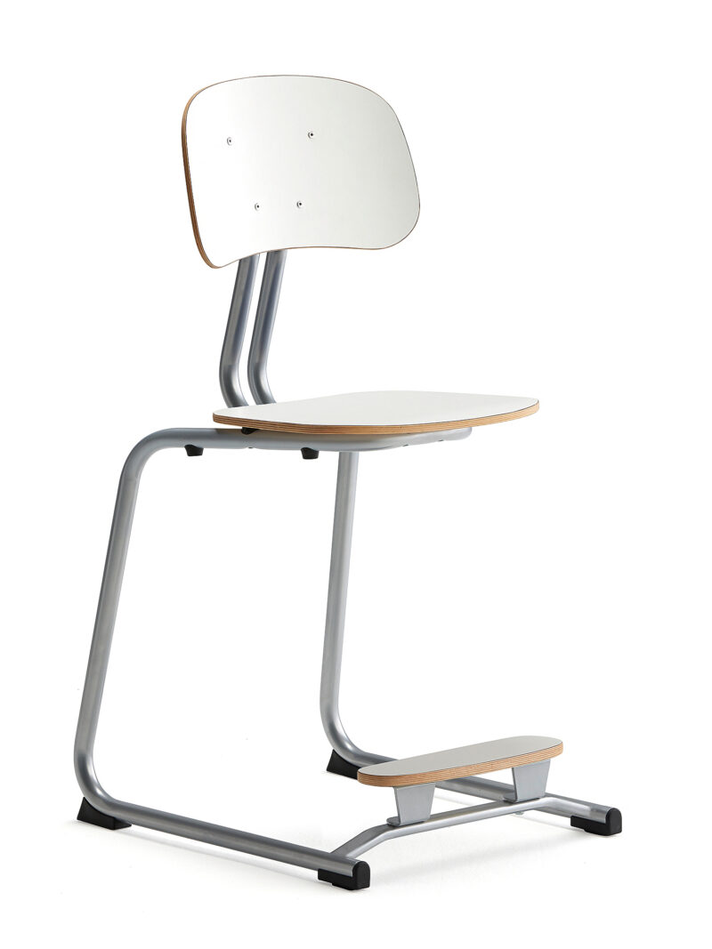 Krzesło szkolne YNGVE, płozy, srebrny, biały, 500 mm