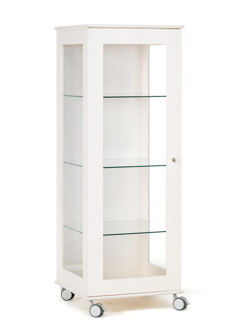 Mobilna witryna EXPO, 3 półki, 660x600x1600 mm, biały