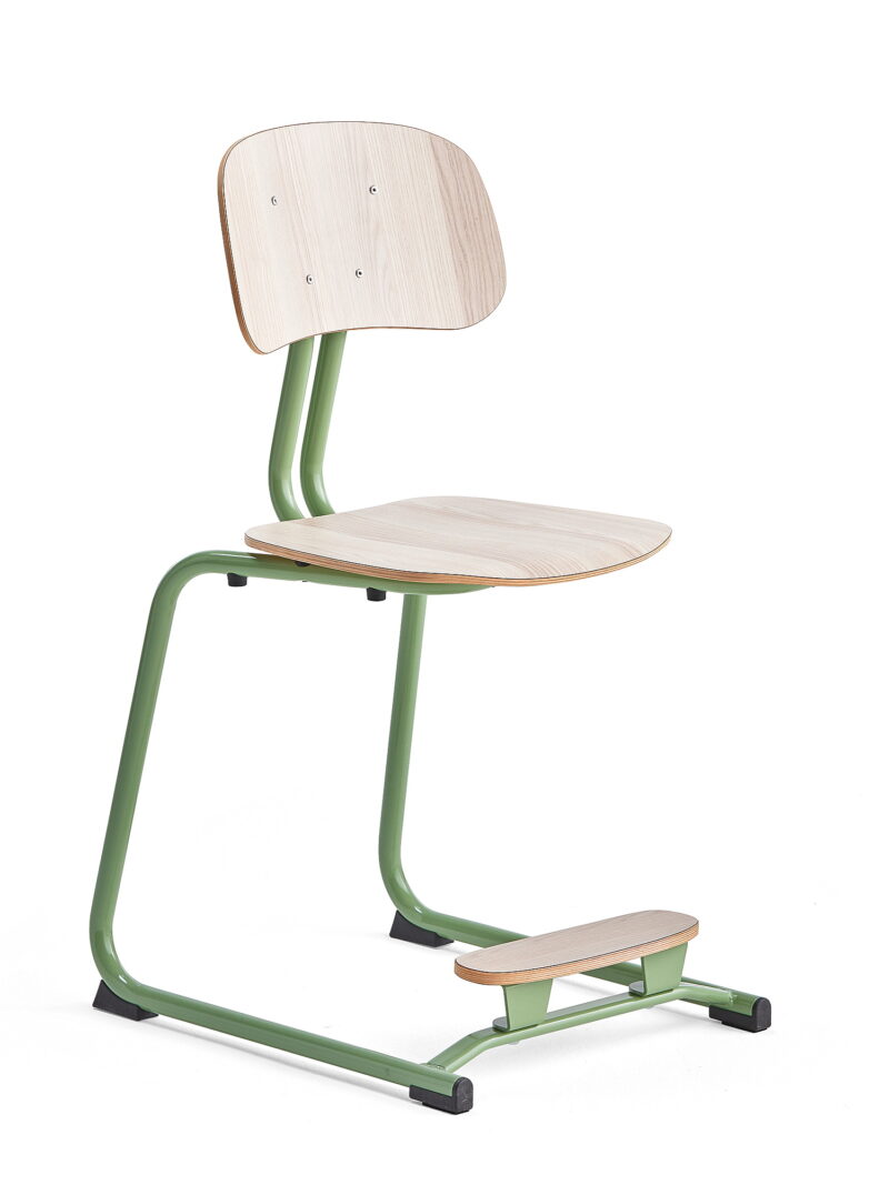 Krzesło szkolne YNGVE, na płozach, zielony, jesion, H 500 mm