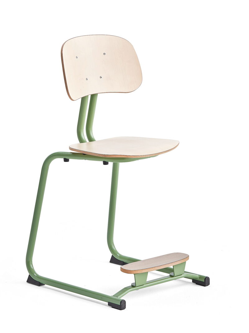 Krzesło szkolne YNGVE, na płozach, zielony, brzoza, H 500 mm