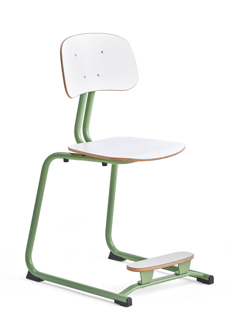 Krzesło szkolne YNGVE, na płozach, zielony, biały, H 500 mm