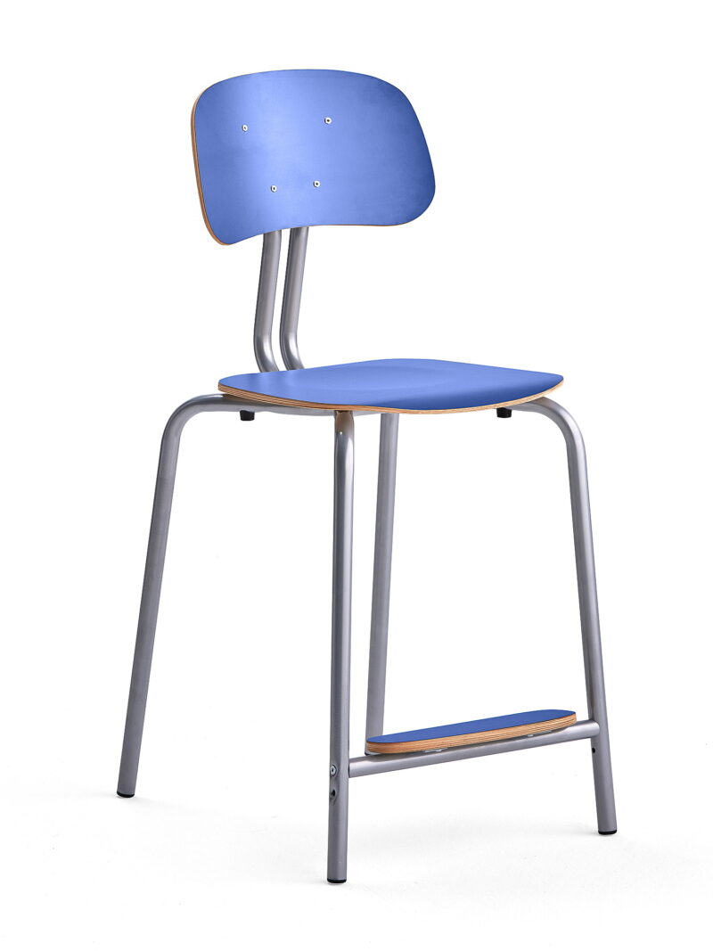 Krzesło szkolne YNGVE, 4 nogi, srebrny, granatowy, 610 mm