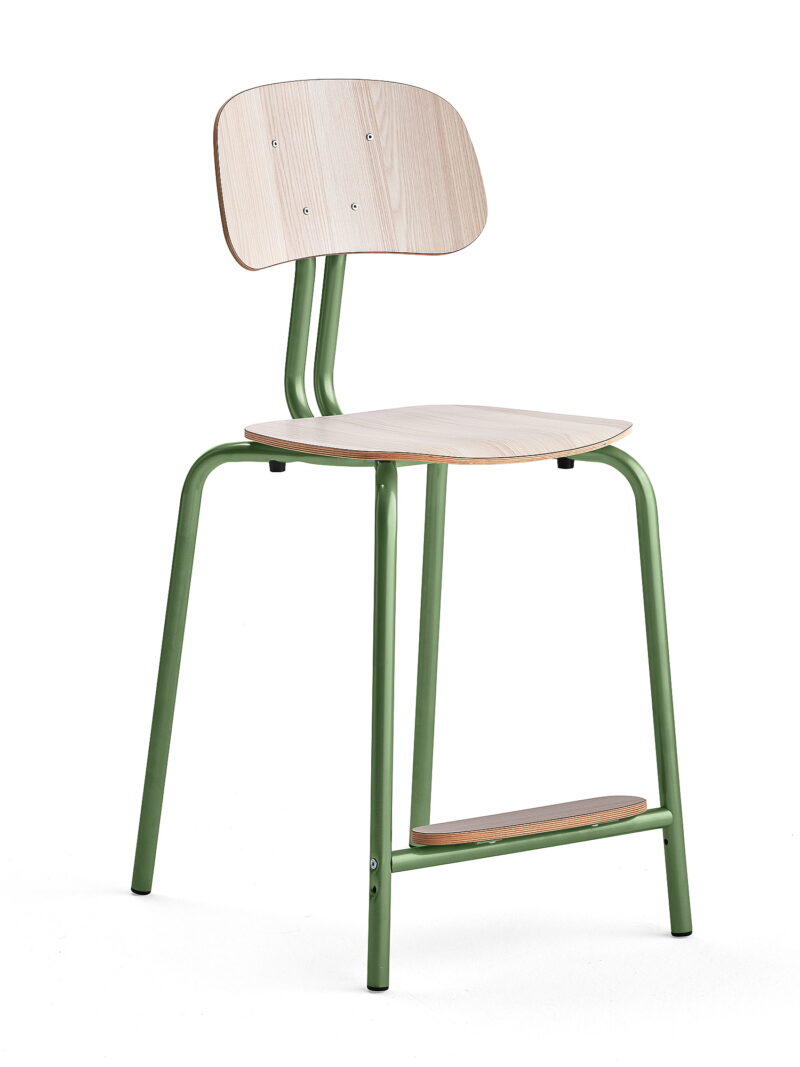 Krzesło szkolne YNGVE, 4 nogi, zielony, jesion, 610 mm