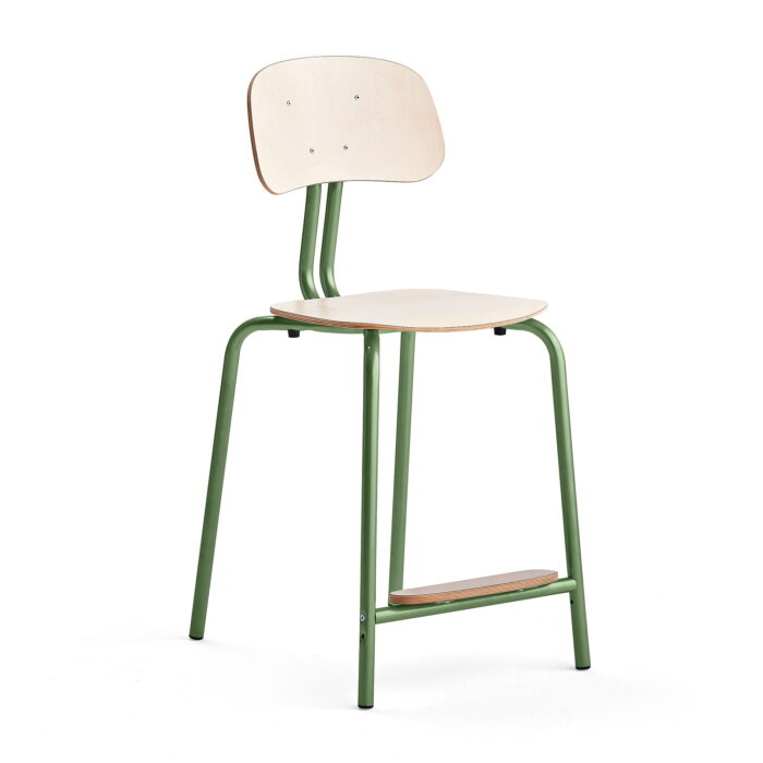 Krzesło szkolne YNGVE, 4 nogi, zielony, brzoza, 610 mm