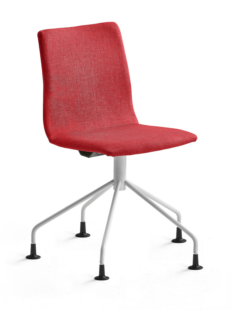 Krzesło konferencyjne OTTAWA, nogi pająka, czerwona tkanina, biały