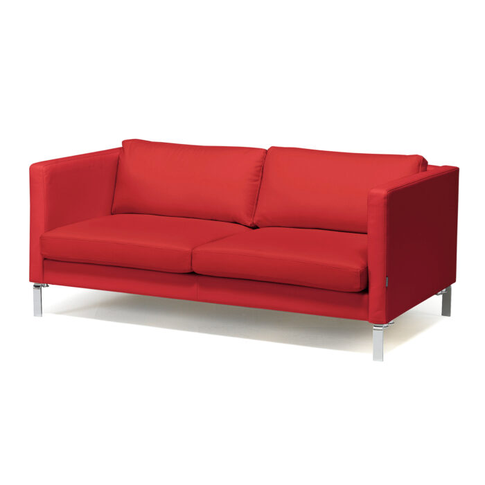 Sofa wypoczynkowa NEO, 3-osobowa, skóra naturalna, czerwony