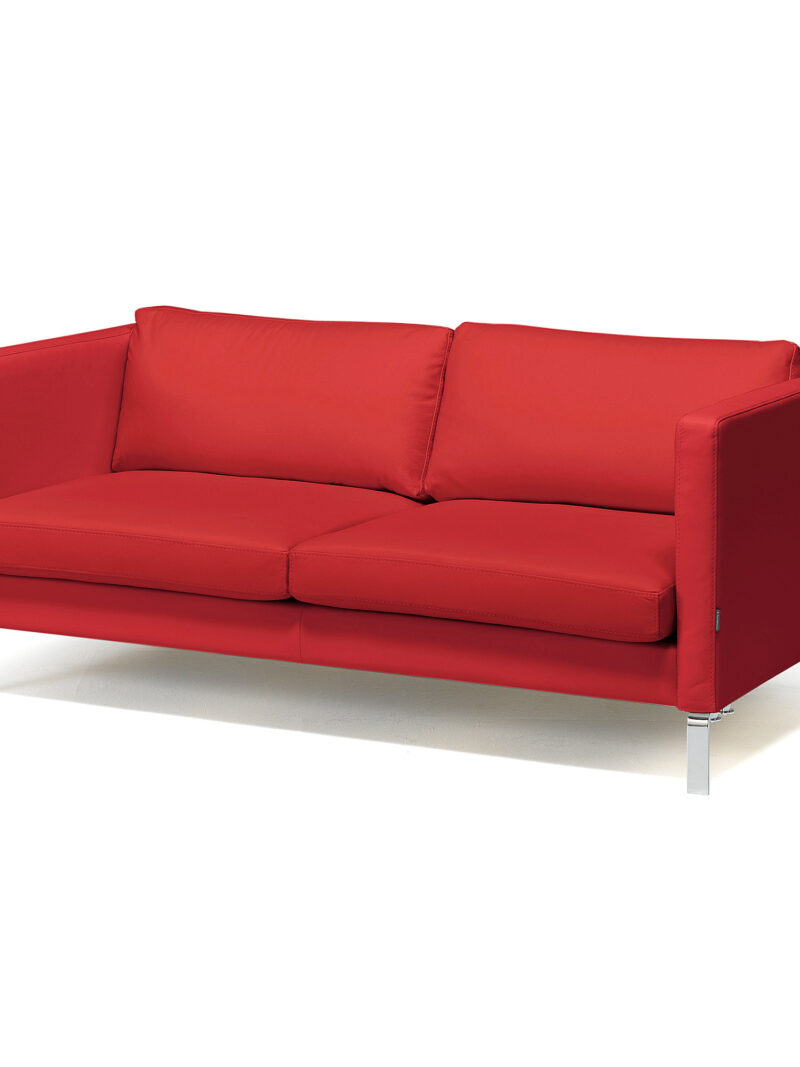 Sofa wypoczynkowa NEO, 3-osobowa, skóra naturalna, czerwony