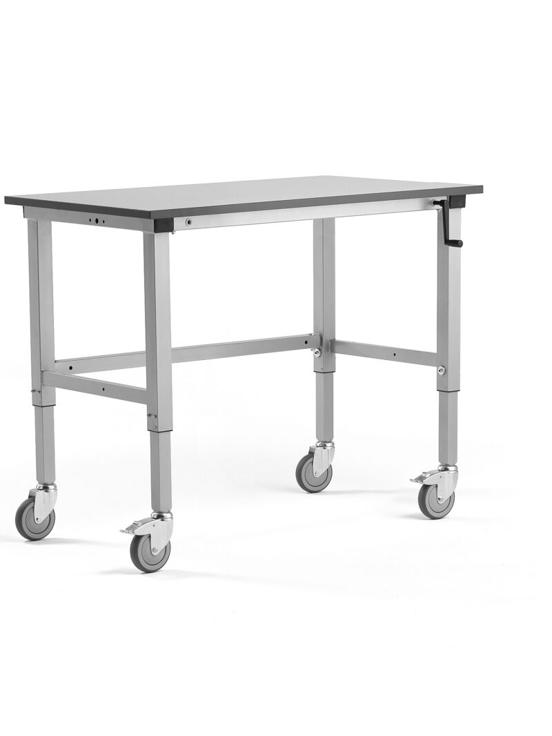 Mobilny stół roboczy MOTION, z ręczną regulacją wysokości, 150 kg, 1200x600 mm