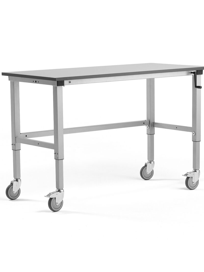 Mobilny stół roboczy MOTION, z ręczną regulacją wysokości, 150 kg, 1500x600 mm
