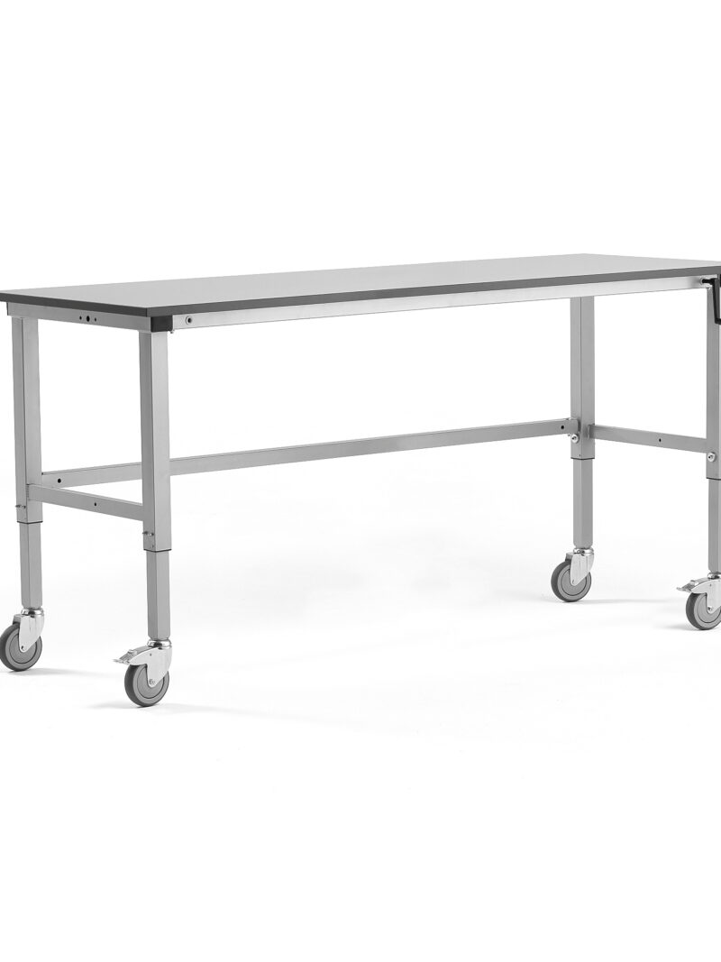 Mobilny stół roboczy MOTION, z ręczną regulacją wysokości, 150 kg, 2000x600 mm