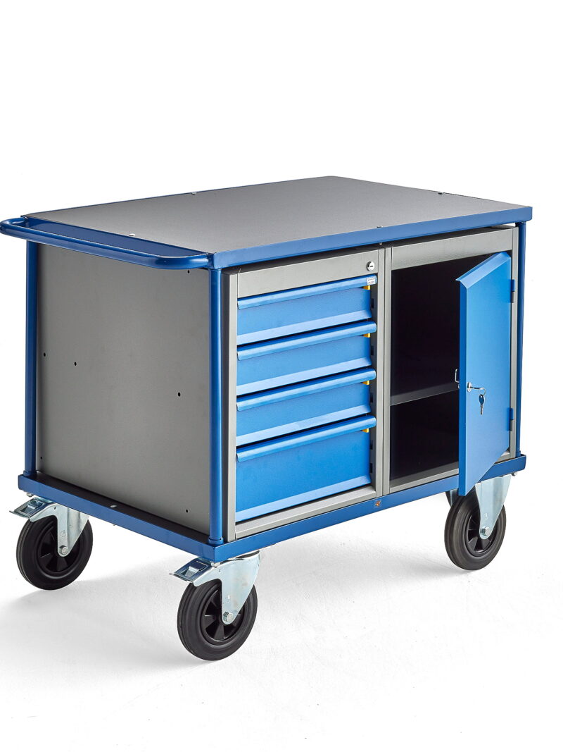 Wózek warsztatowy MOBILE, 1 szafka + 1 szuflada, 875x1000x700 mm