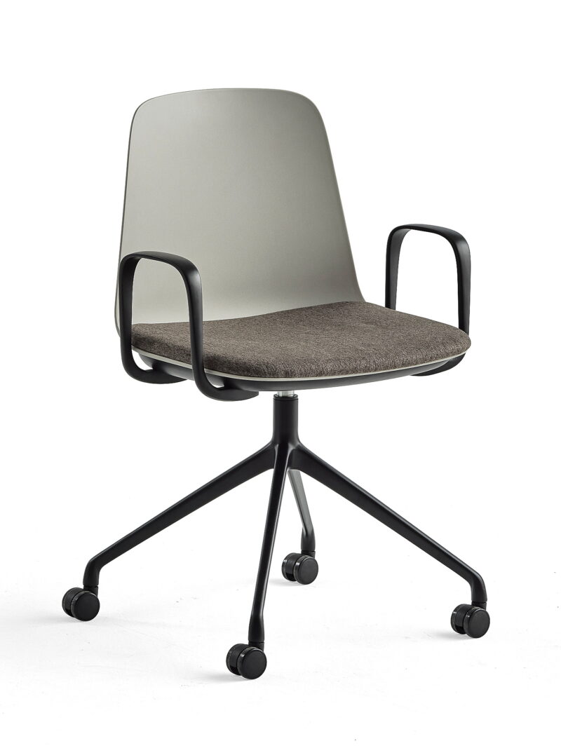 Krzesło LANGFORD, na kółkach, szary/brązowy