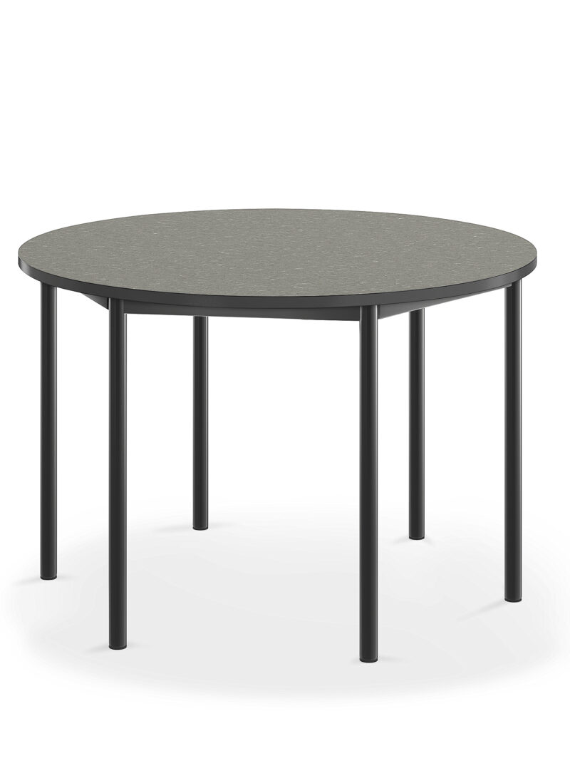 Stół SONITUS, okrągły, Ø1200x760 mm, ciemnoszare linoleum, antracyt