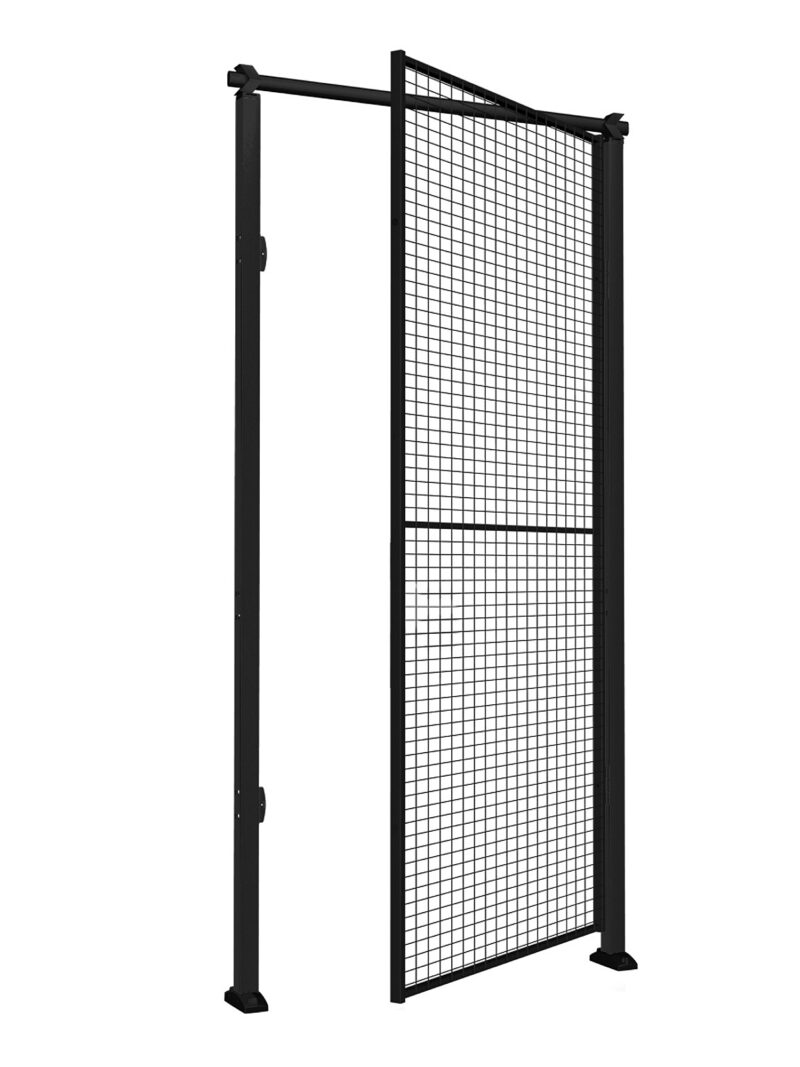Drzwi X-STORE pojedyncze z siatki, ze słupkami i panelem, prawe, 2300x1000 mm, zamek cylindryczny