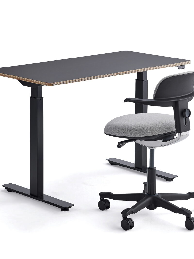 Zestaw mebli NOVUS + NEWBURY, 1 biurko + 1 czarno-szare krzesło