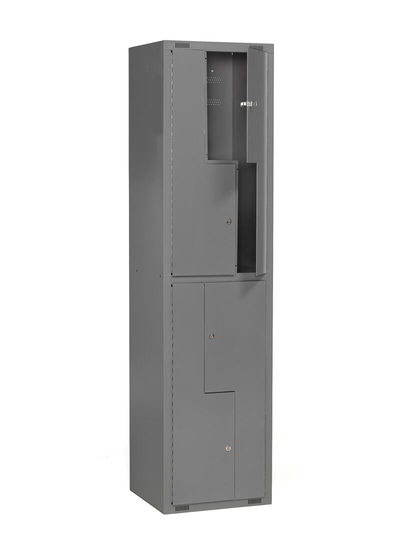 Szafka szkolna MINI Z, 1 moduł, 4 drzwi, 1980x500x450 mm, szary