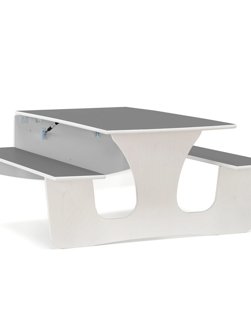 Ścienny stół składany LUCAS, 1200x950x720 mm, szare linoleum, biały