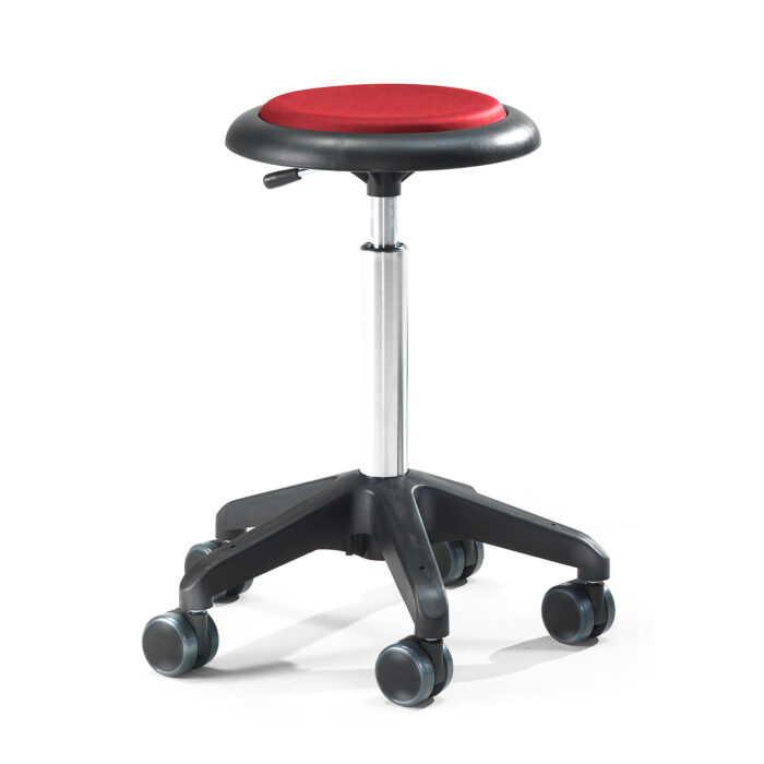 Mobilny stołek roboczy DIEGO, 540-730 mm, czerwona tkanina