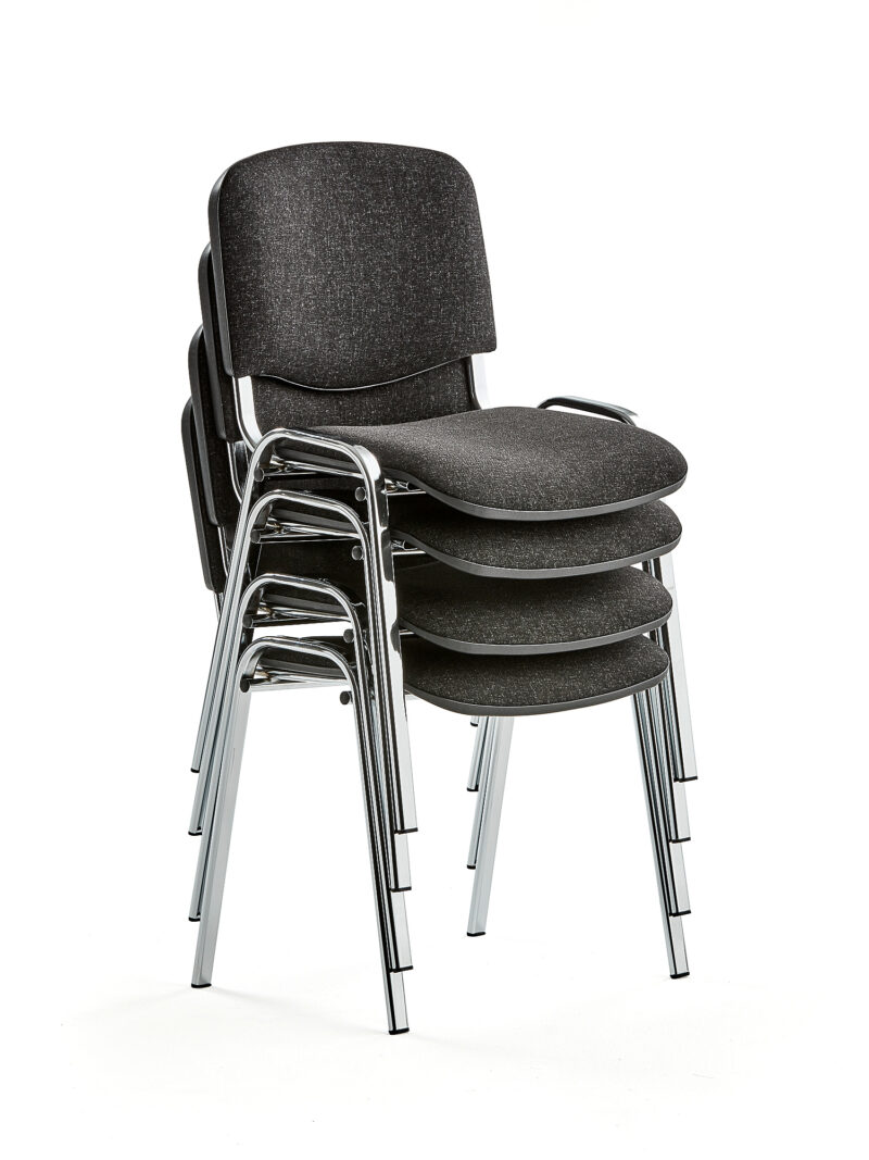 Krzesło konferencyjne NELSON, 4 szt., tkanina, szary, chrom