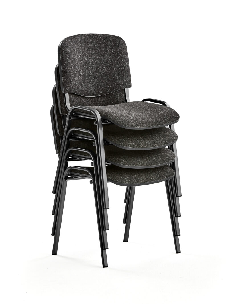Krzesło konferencyjne NELSON, 4 szt., tkanina, szary, czarny