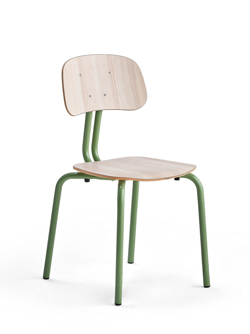 Krzesło szkolne YNGVE, 4 nogi, zielony, jesion, 460 mm