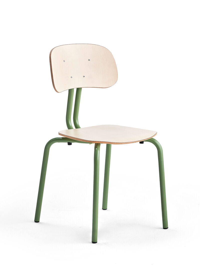 Krzesło szkolne YNGVE, 4 nogi, zielony, brzoza, 460 mm