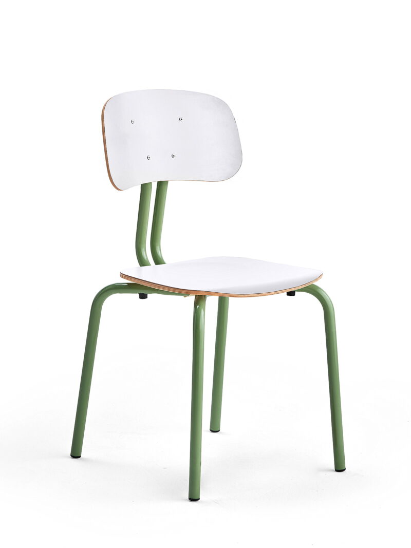 Krzesło szkolne YNGVE, 4 nogi, zielony, biały, 460 mm