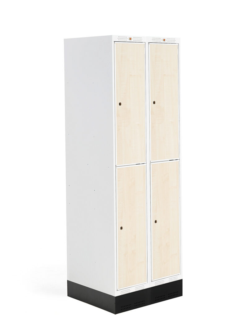 Szafka do szatni ROZ, 2 moduły, 4 drzwi, 1890x600x550 mm, brzoza, z podstawą